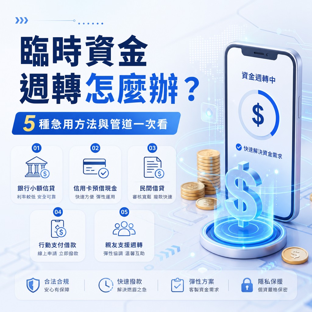 臨時資金週轉怎麼辦？5種急用方法與管道一次看